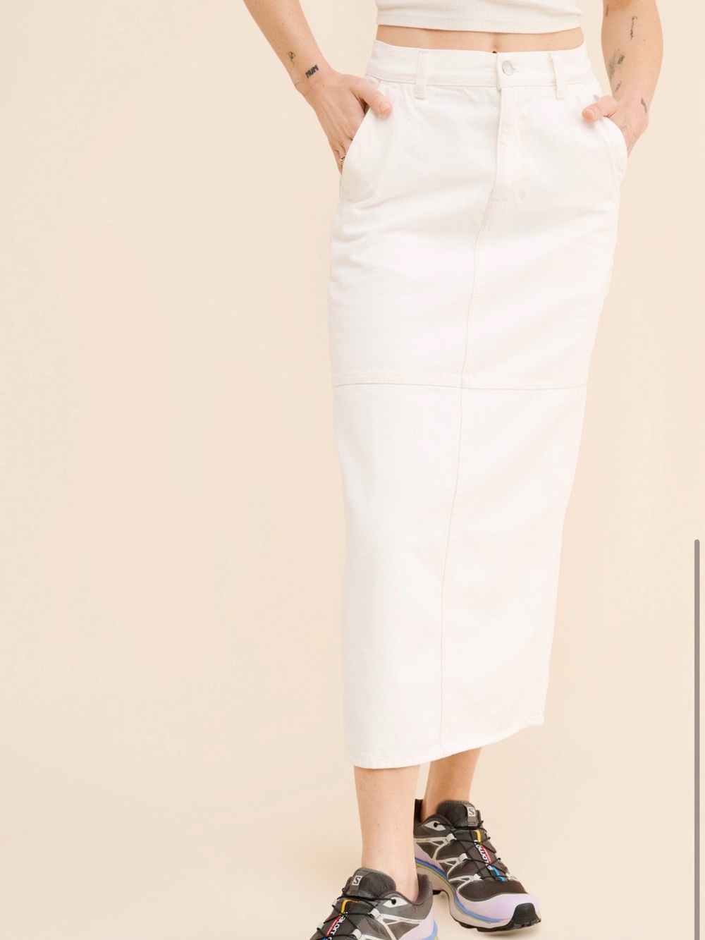 Women’s Madewell Carpenter Maxi Skirt in White Denim